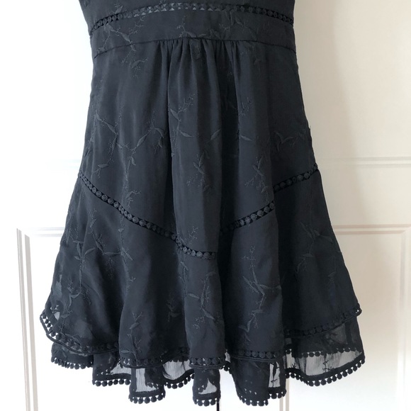 NWT $179~MARE MARE ANTHROPOLOGIE~Black Embroidered “ANYA” V-Neck Ruffle Dress~S - Picture 8 of 16